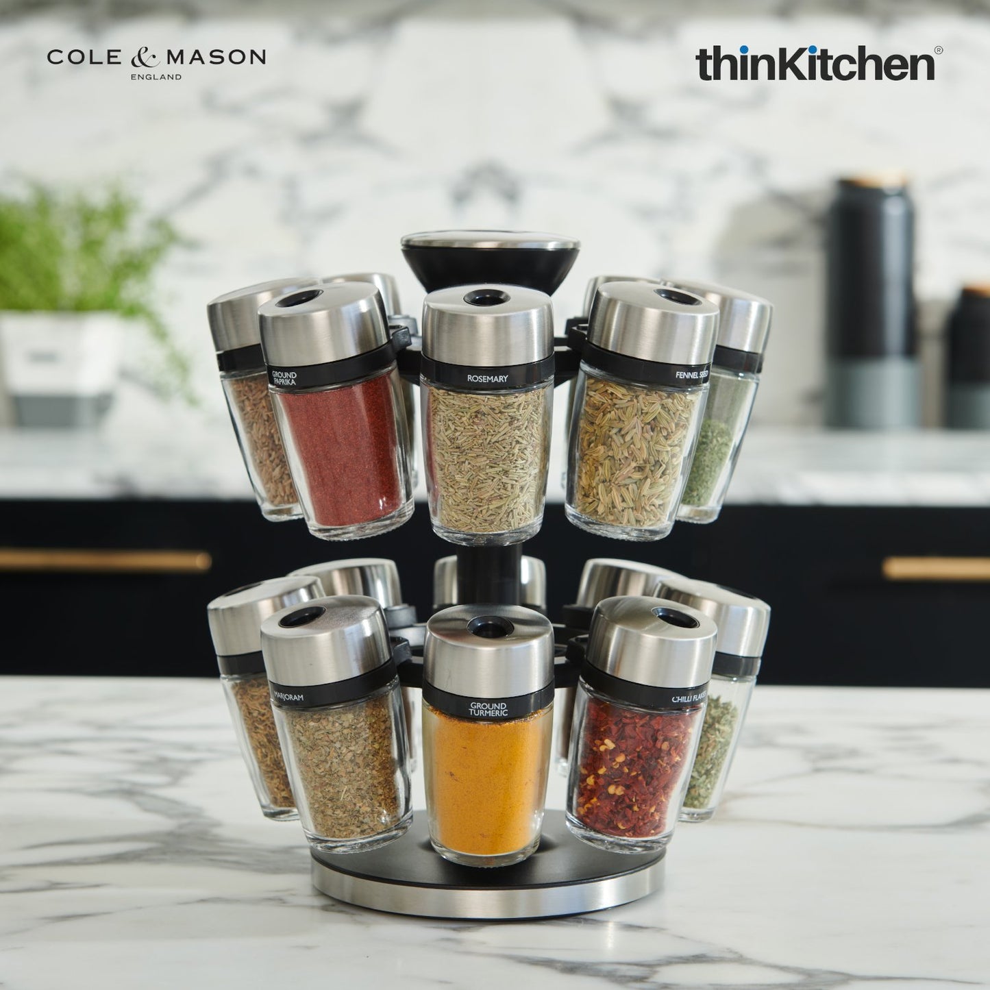 Cole Mason Herb And Spices New Premium Carousel 16 Filled Jar