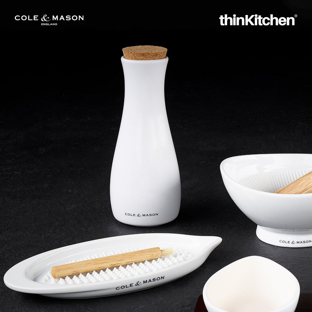 Cole & Mason 250ml Premium Ceramic Oil & Vinegar Dispenser with Cork Lid, White