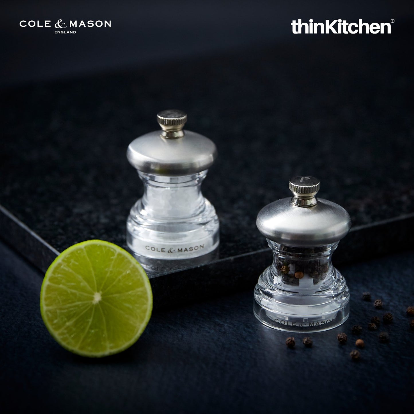 Cole Mason Precision Button Salt Pepper Mill Set 18cm