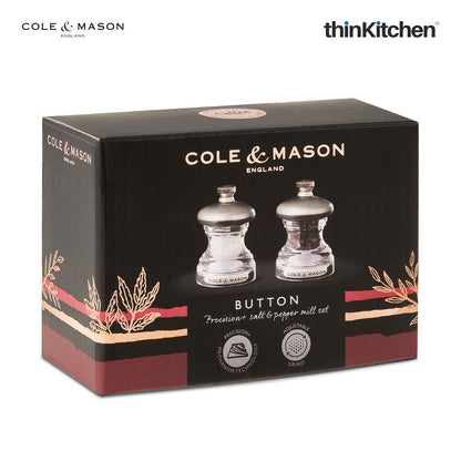 Cole Mason Precision Button Salt Pepper Mill Set 18cm