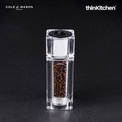Cole & Mason Cube Precision 2-in-1 Salt & Pepper Mill – 14.5cm Acrylic Grinder with Chrome Cap | Space-Saving Salt & Pepper Grinder for Maximum Flavor Release