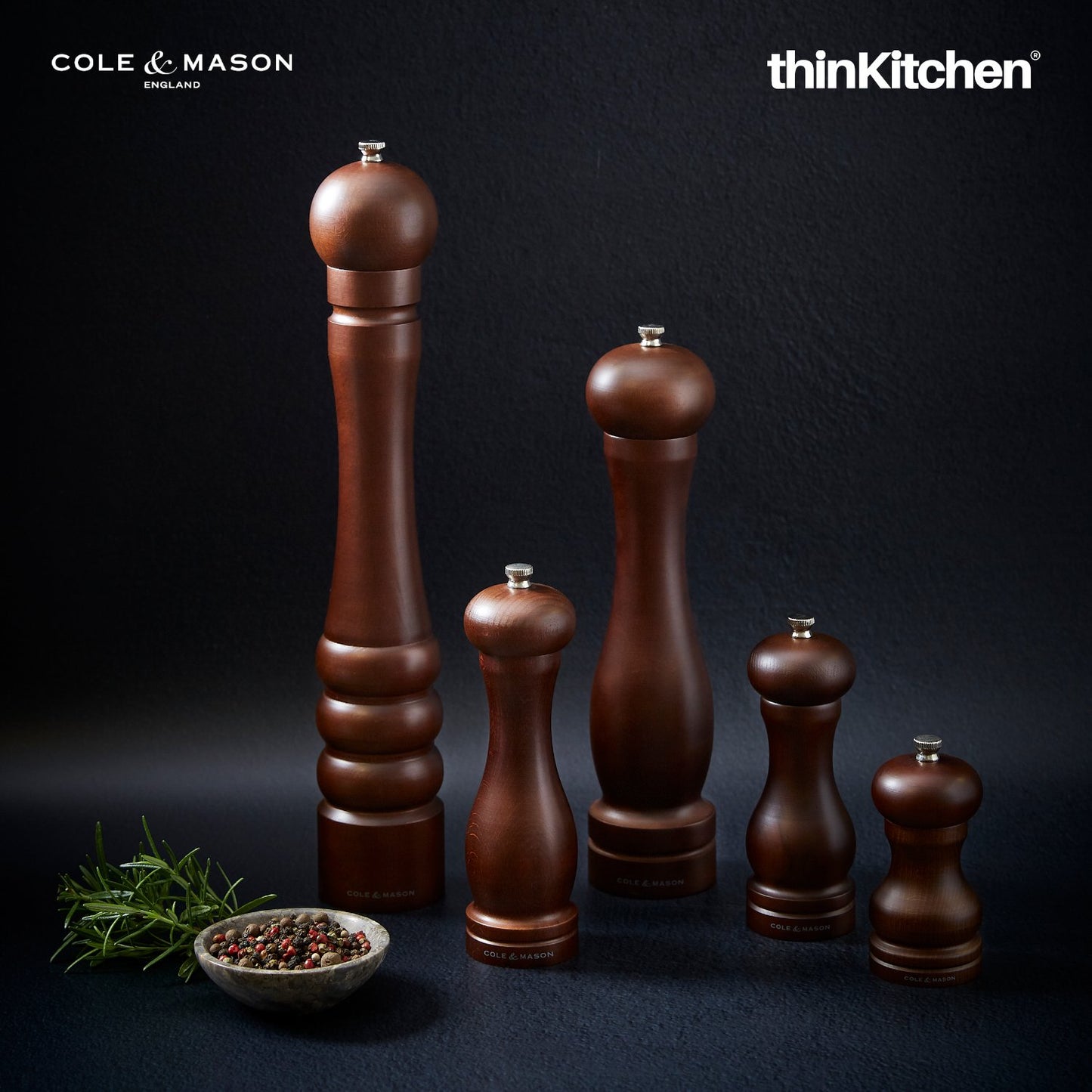 Cole Mason Precision Manual Wood Capstan Forest Pepper 405mm