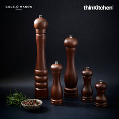 Premium Wood Capstan Pepper Mill 405mm – Precision Carbon Steel Mechanism, Adjustable Manual Pepper Grinder