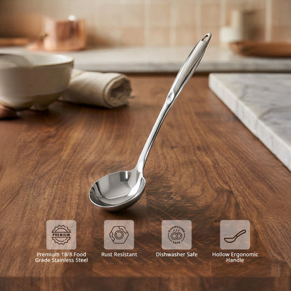 Culinex by thinKitchen 18/8 Stainless Steel 12.6" Hollow Handle Ladle for Serving, Cooking | Rustproof Kitchen Tools by thinKitchen