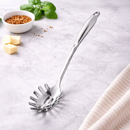 Culinex 18/8 Stainless Steel 12.8" Premium Hollow Handle Pasta Server Pasta Spaghetti Fork, Pasta Spoon, Noodle Fork | Rustproof, Dishwasher Safe
