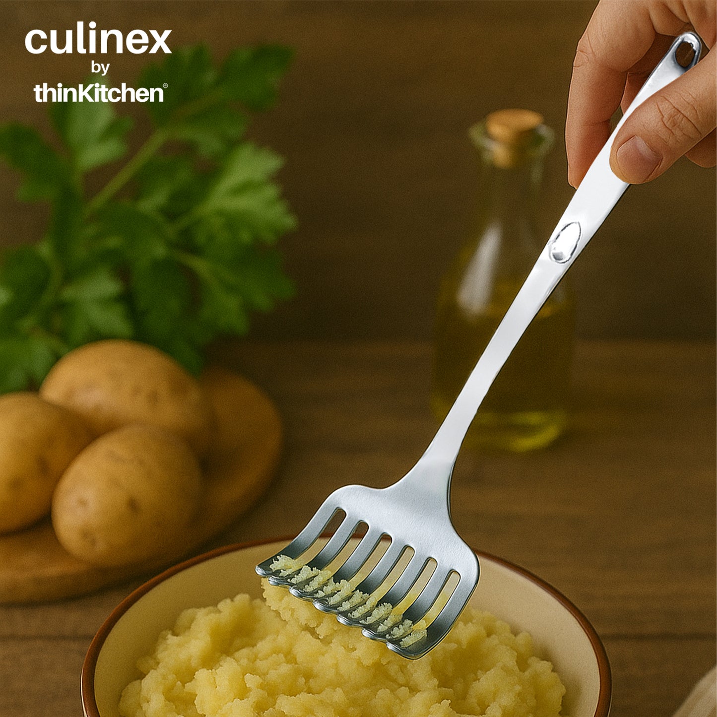 Culinex by thinKitchen|Harmony 18/8 Stainless Steel Hollow Handle Potato Masher