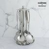 Culinex 18/8 Premium Stainless Steel Cooking Kitchen Tool set of 7 with Stand | Silver, Rustproof Food Grade Tool Set By thinKitchen