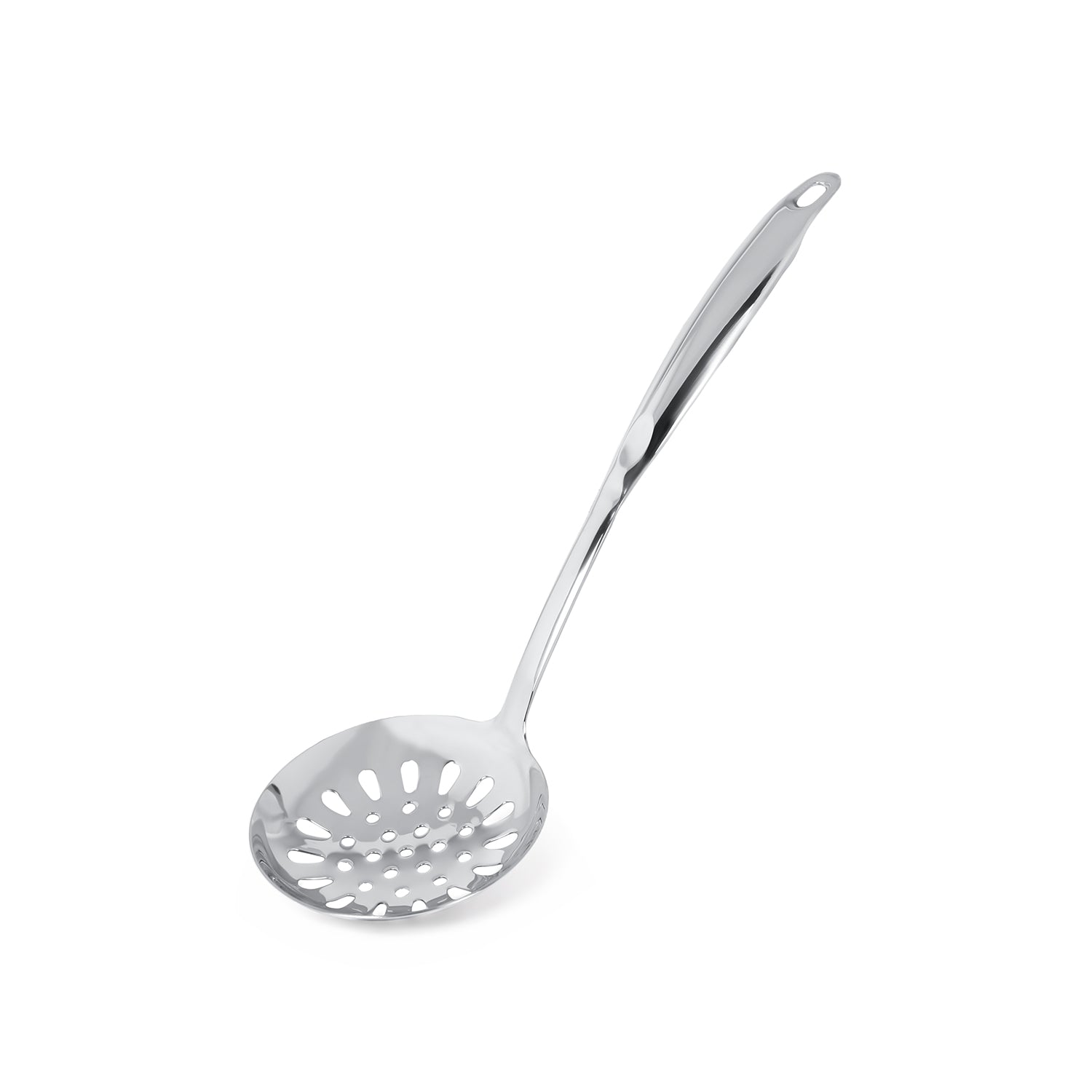 18/8 Stainless Steel 13.9" Slotted Skimmer with Hollow Handle for Kitchen, Deep Frying, Straining | Rustproof, Dishwasher Safe Kitchen Tools by thinKitchen - 5