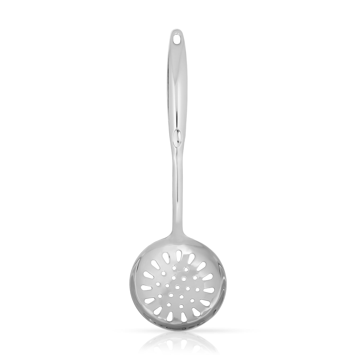 18/8 Stainless Steel 13.9" Slotted Skimmer with Hollow Handle for Kitchen, Deep Frying, Straining | Rustproof, Dishwasher Safe Kitchen Tools by thinKitchen - 2