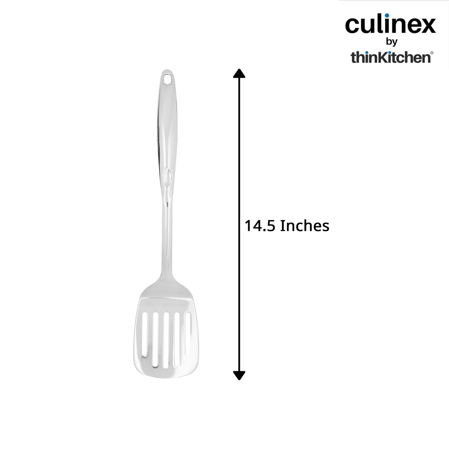 Culinex 18/8 Stainless Steel 14.5" Premium Hollow Handle Slotted Turner Spatula Palta for Dosa, Roti, Omlette, Parantha, Bread | Rustproof Dishwasher Safe