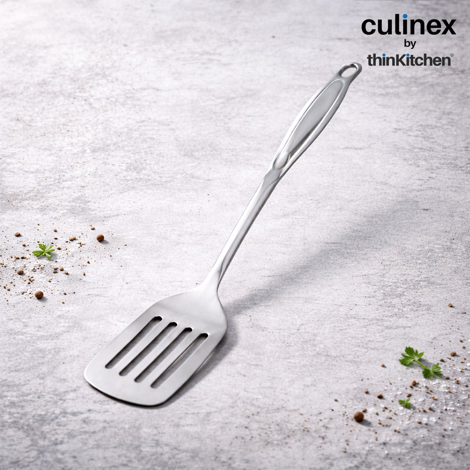 Culinex 18/8 Stainless Steel 14.5" Premium Hollow Handle Slotted Turner Spatula Palta for Dosa, Roti, Omlette, Parantha, Bread | Rustproof Dishwasher Safe - 1