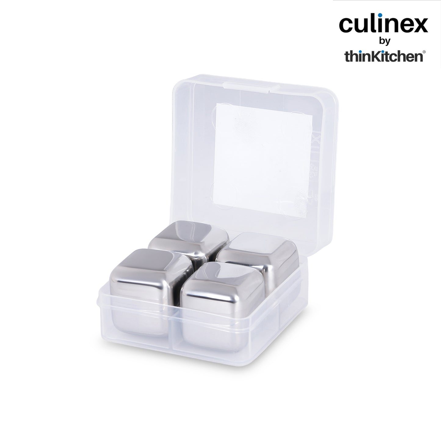 Culinex  Stainless Steel Reusable Premium Chilling Ice Cube Stones Set of 4 for Cocktails, Mocktails, Whisky, Juices | By thinKitchen