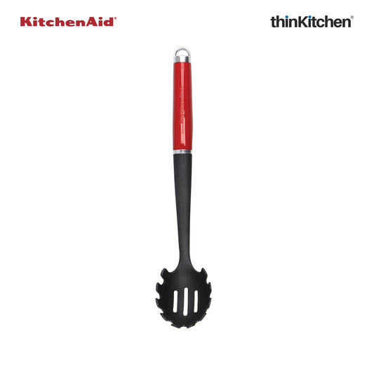 KitchenAid Premium Non Stick Pasta Server, Noodle Fork  for Noodles, Spaghetti  - Empire Red | Nylon Heat Resistant Kitchen Cooking Tool