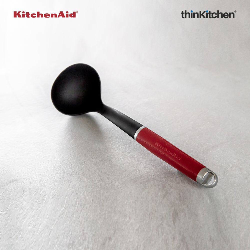 KitchenAid Nylon Cooking Spatula for Kitchen with ABS Handle Red | Ideal for Gravies, Sauces, Soups