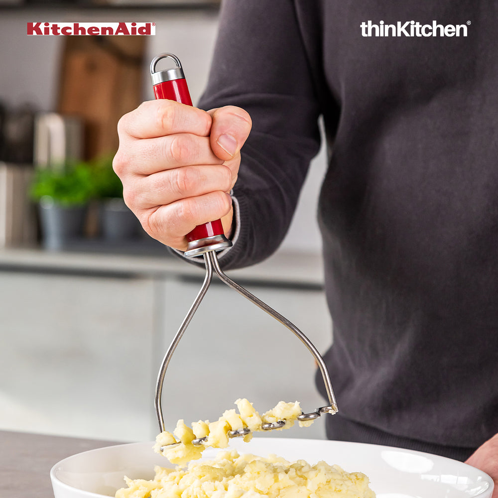 KitchenAid Empire Red Stainless Steel Potato & Vegetable Masher, 27cm