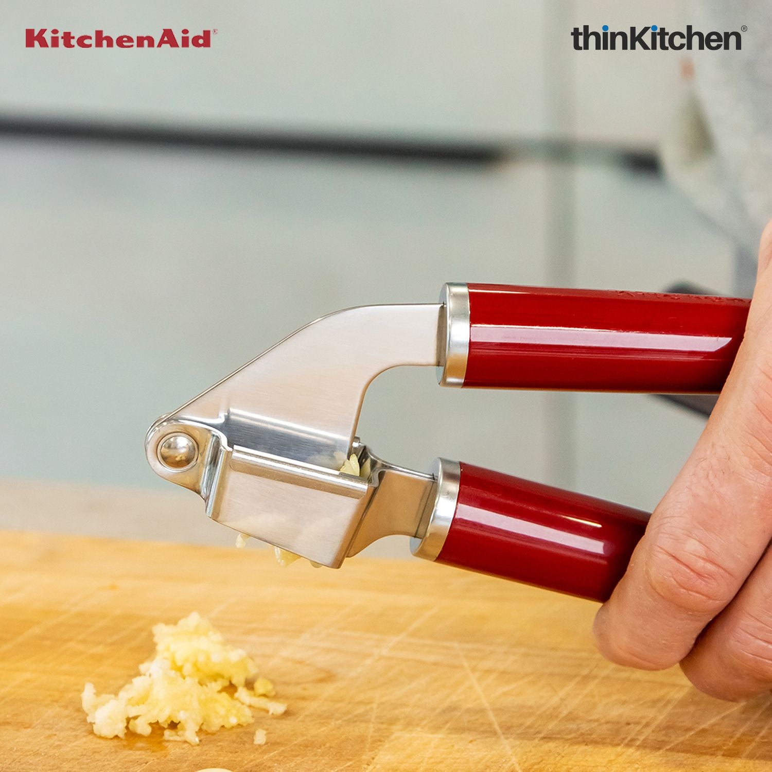 Premium Stainless Steel Garlic Press - Empire Red - 1