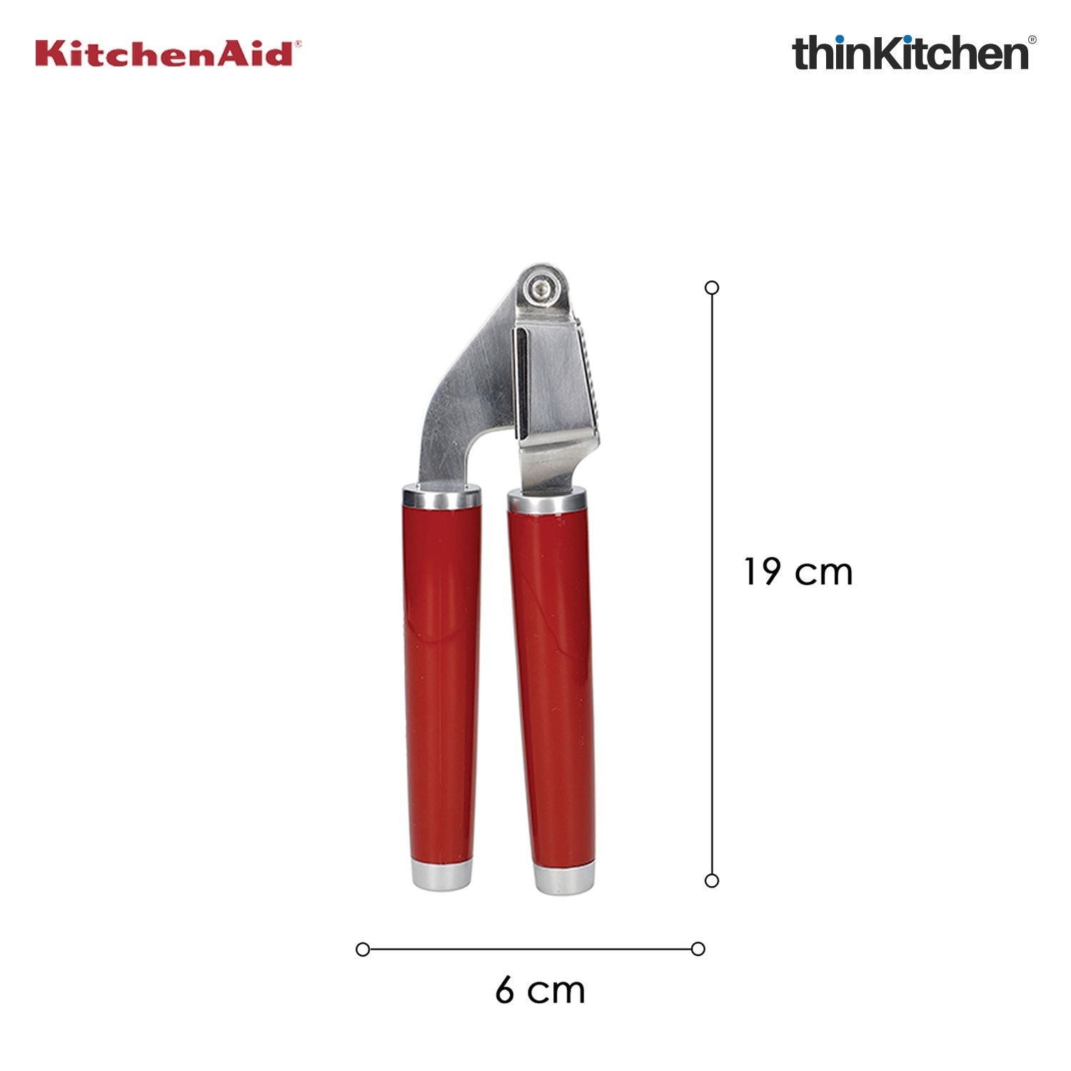 Premium Stainless Steel Garlic Press - Empire Red - 3