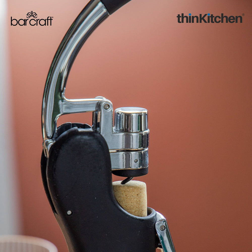 BarCraft Lever Action Premium Wine Bottle Opener, Corkscrew with Built-In Foil Cutter