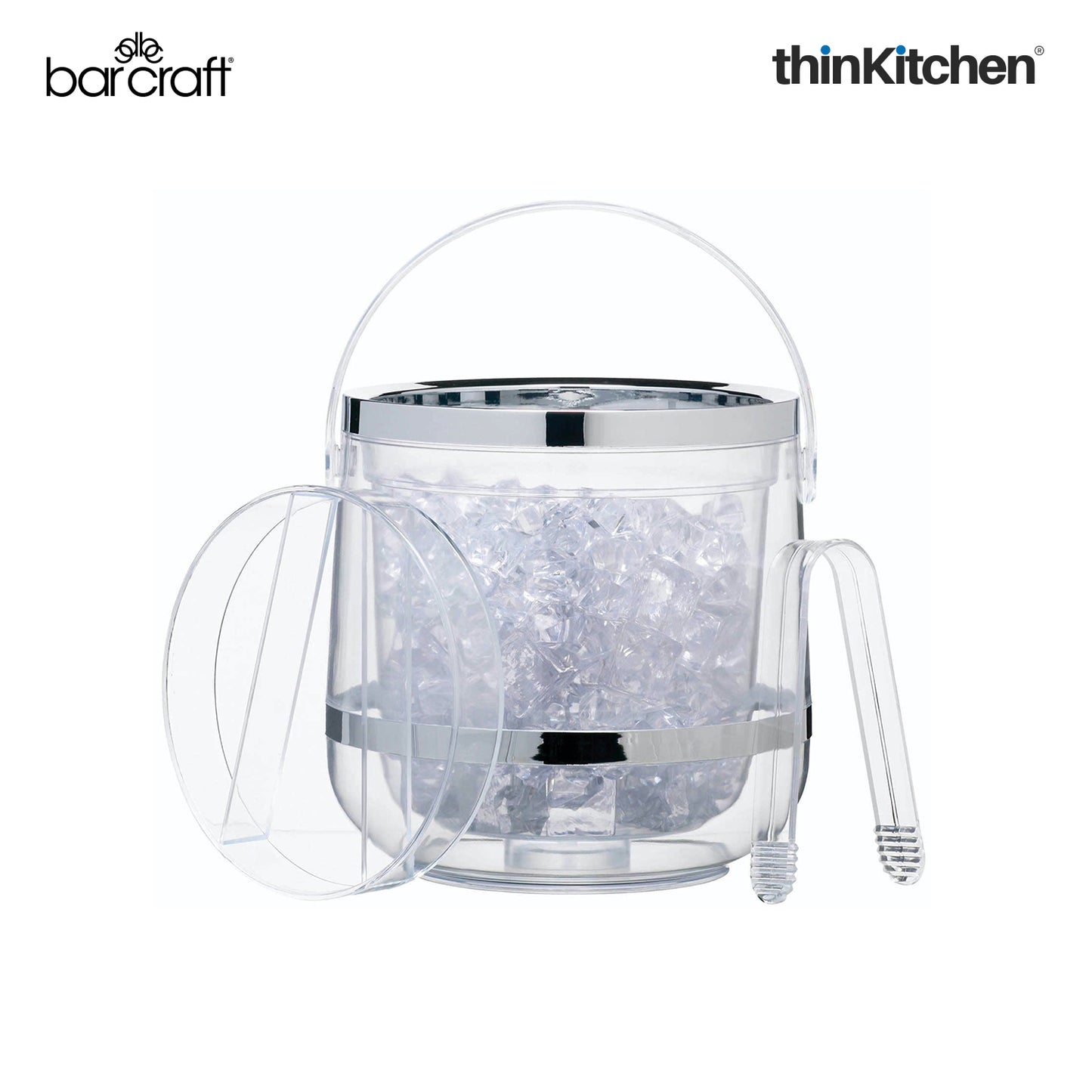 Barcraft Acrylic Double Walled Insulated Ice Bucket With Lid And Tongs