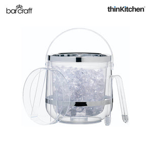 BarCraft Acrylic Double Walled Insulated Ice Bucket with Lid and Tongs