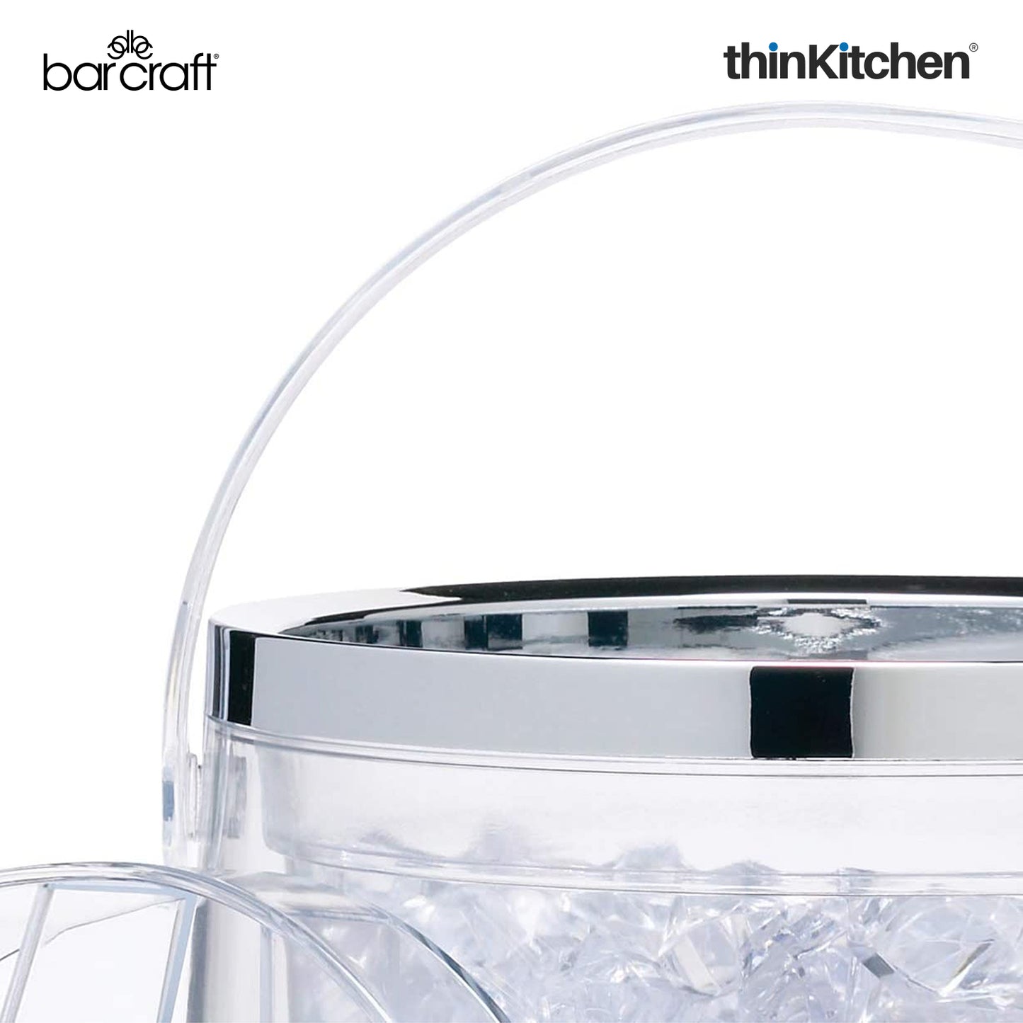 Barcraft Acrylic Double Walled Insulated Ice Bucket With Lid And Tongs