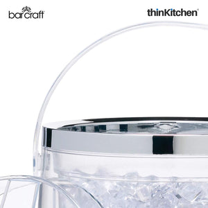 BarCraft Acrylic Double Walled Insulated Ice Bucket with Lid and Tongs