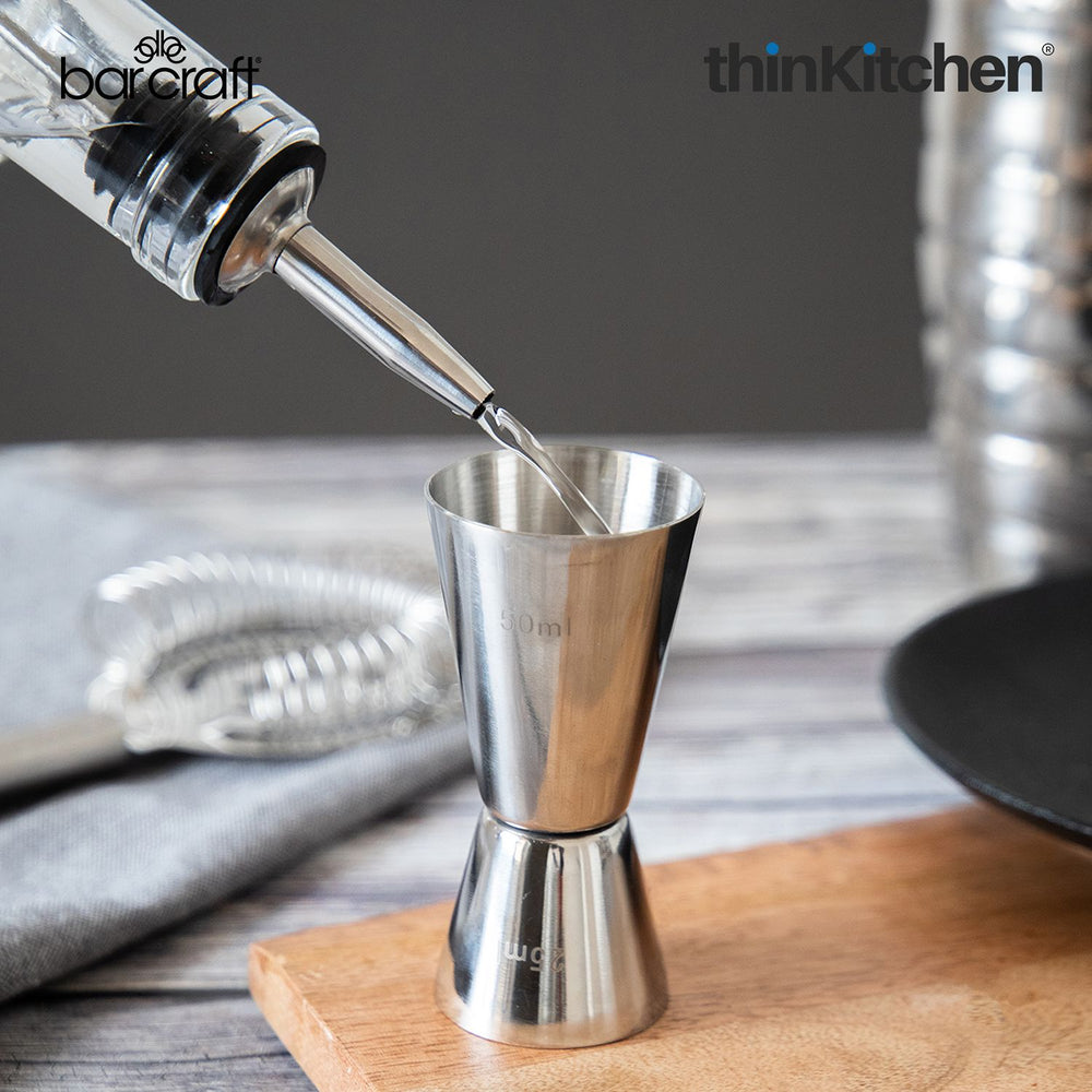 BarCraft Stainless Steel Dual Spirit Measure Cup, Premium Double-Sided Jigger for Cocktails & Home Bartending