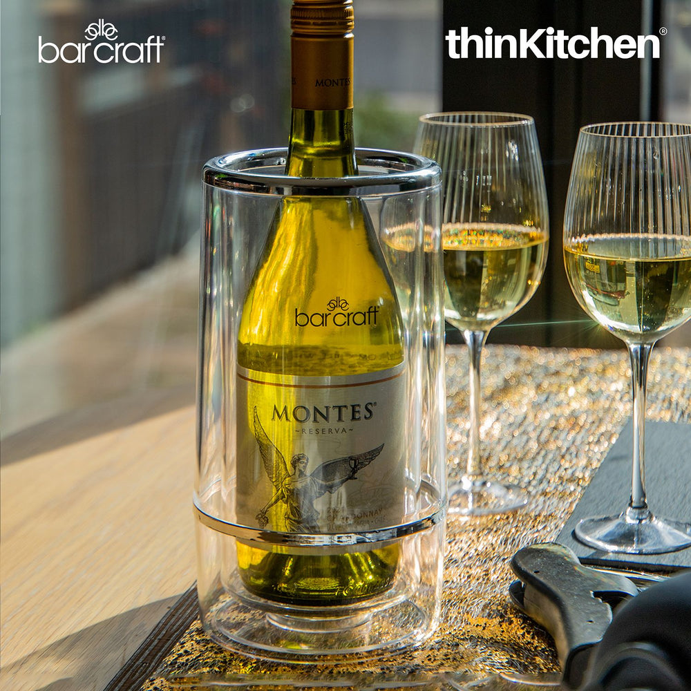 BarCraft Acrylic Double-Walled Premium Insulated Bottle Cooler for Wine, Home Bar & Entertaining