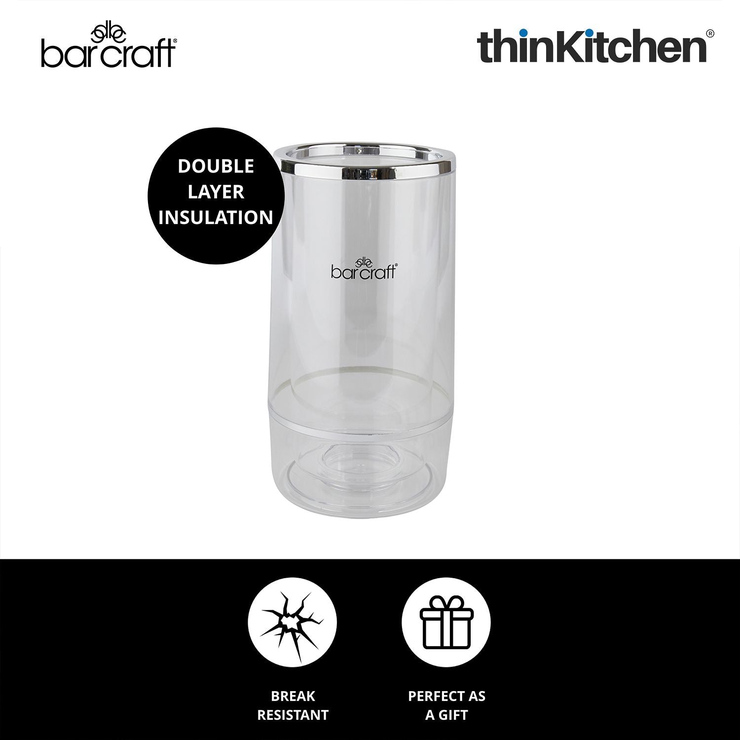 BarCraft Acrylic Double Walled Wine Cooler - 6
