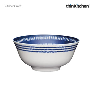 KitchenCraft Blue and White Greek Style Ceramic Bowl, 480ml