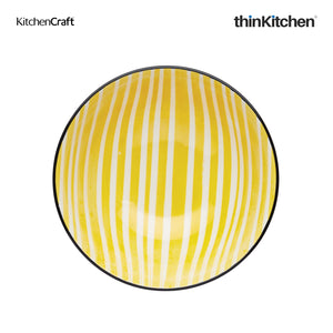 KitchenCraft Moroccan Style Yellow Stripe Ceramic Bowl, 480ml