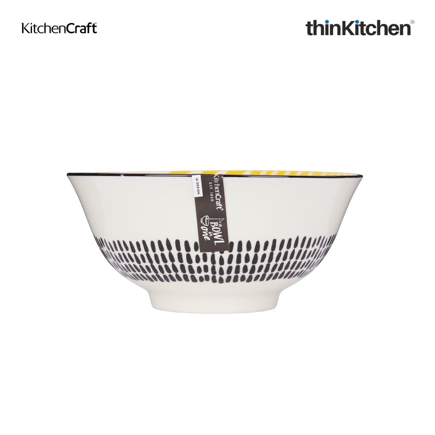 Kitchencraft Moroccan Style Yellow Stripe Ceramic Bowl