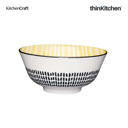 Kitchencraft Moroccan Style Yellow Stripe Ceramic Bowl
