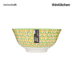 KitchenCraft Green Geometric Ceramic Bowl, 480ml