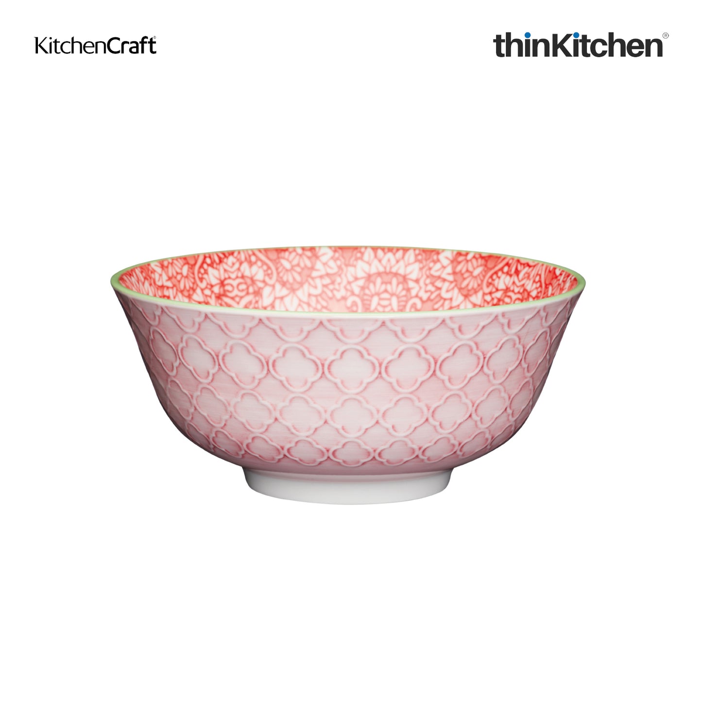 Kitchencraft Red And Pink Victorian Style Print Ceramic Bowl