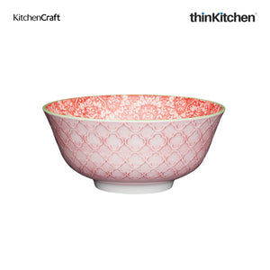 KitchenCraft Glazed Stoneware Bright Yellow Floral Bowl