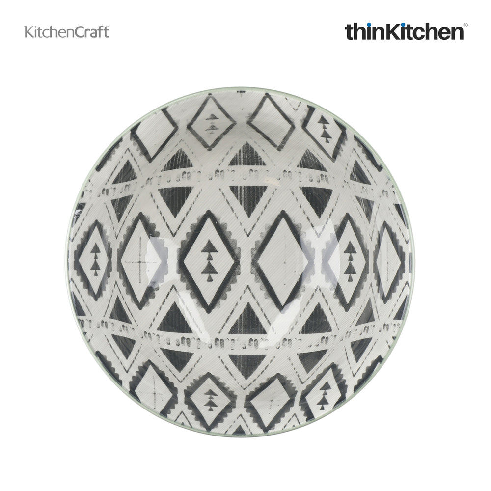 KitchenCraft 4 x 8.3" Premium Patterned Set, 700ml Ceramic Bowls for Soup, Dessert & Snacks, Designed for Life Series