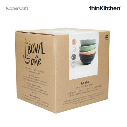 Kitchencraft Designed For Life Glazed Stoneware Bowl Set Set Of 4