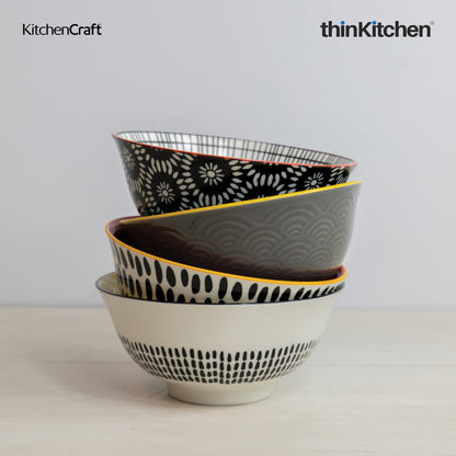 Kitchencraft Monochrome Glazed Stoneware Bowl Set Set Of 4