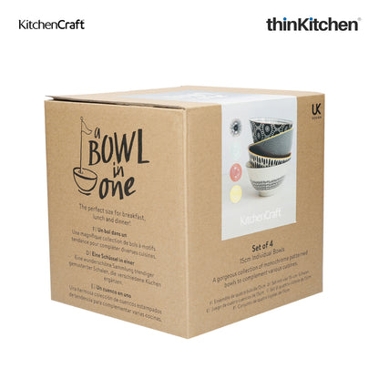 Kitchencraft Monochrome Glazed Stoneware Bowl Set Set Of 4