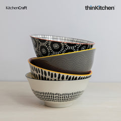 Kitchencraft Monochrome Glazed Stoneware Bowl Set Set Of 4