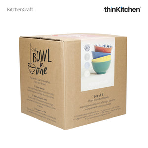 KitchenCraft World of flavours Glazed Stoneware Bowl Set, Set of 4