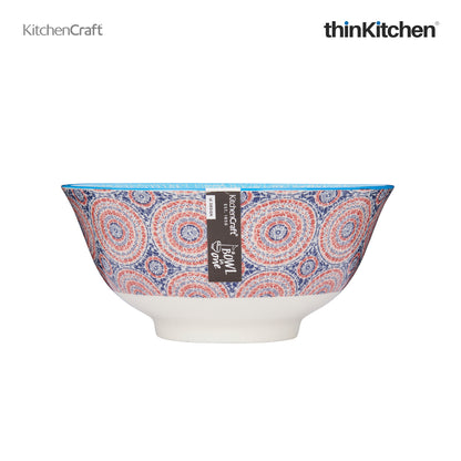 Kitchencraft Glazed Stoneware Blue And Red Mosaic Style Bowl