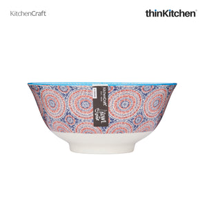 KitchenCraft Glazed Stoneware Blue and Red Mosaic Style Bowl