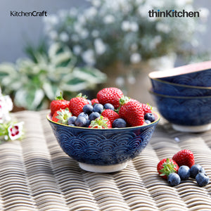 KitchenCraft Blue Arched Pattern Ceramic Bowl