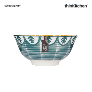 KitchenCraft Leafy Green Print Ceramic Bowl