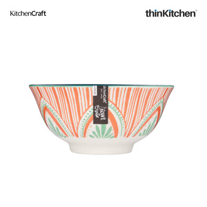 KitchenCraft Colourful Folk Pattern Ceramic Bowls, 480ml