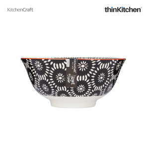 KitchenCraft Glazed Stoneware Black Swirl Centred Bowl