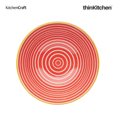 Kitchencraft Glazed Stoneware Red Swirl And Black Spots Bowl