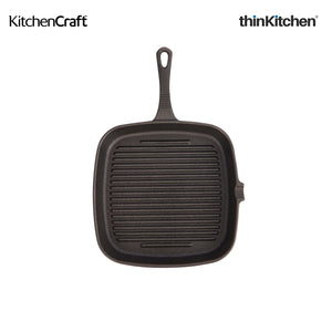 KitchenCraft Cast Iron Square Grill Pan, 23cm